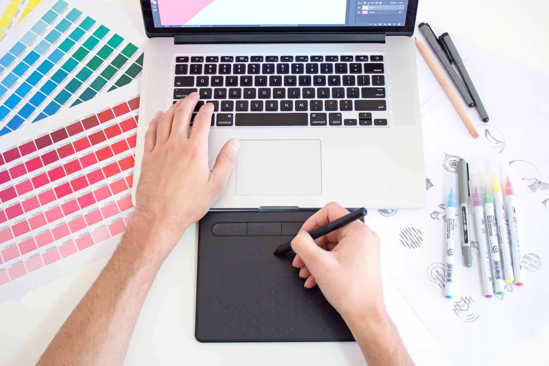 Grafikdesign Ein kreatives und ansprechendes Grafikdesign kann den Unterschied machen. Wir bieten maßgeschneiderte Designlösungen, um sicherzustellen, dass Ihr Unternehmen ein unverwechselbares und einprägsames Brand Image hat.
